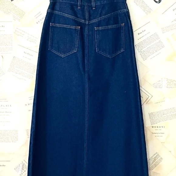 Anthropologie Pilcro Madi Front Slit Denim Maxi Skirt Raw Hem Blue - Picture 5 of 6